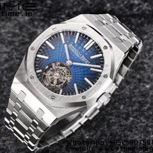 AP Royal Oak 2018 SIHH SS Tourbillon R8F Graduated Dark Blue Sunburst Tapisserie Dial on SS Bracelet Flying Tourb - Super Clone Watch | 1:1 Best Version