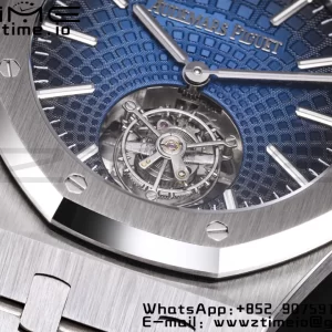 AP Royal Oak 2018 SIHH SS Tourbillon R8F Graduated Dark Blue Sunburst Tapisserie Dial on SS Bracelet Flying Tourb - Super Clone Watch | 1:1 Best Version
