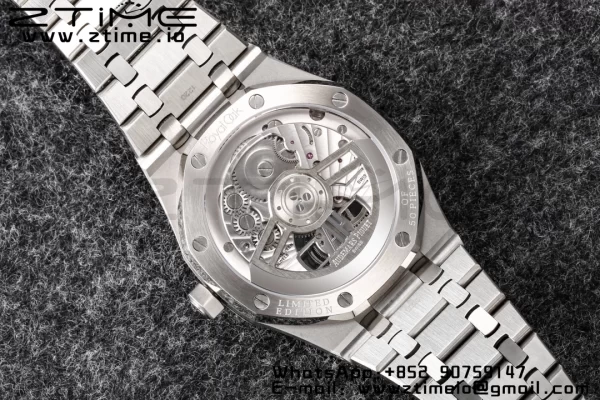 AP Royal Oak 2018 SIHH SS Tourbillon R8F Graduated Dark Blue Sunburst Tapisserie Dial on SS Bracelet Flying Tourb - Super Clone Watch | 1:1 Best Version