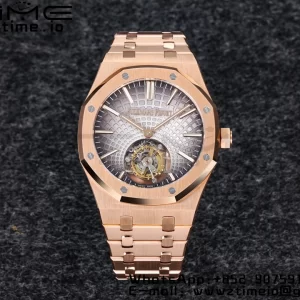 AP Royal Oak 2018 SIHH RG Tourbillon R8F Graduated Gray Sunburst Tapisserie Dial on RG Bracelet Flying Tourb - Super Clone Watch | 1:1 Best Version
