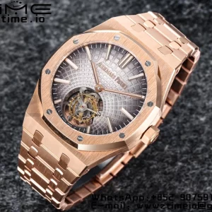 AP Royal Oak 2018 SIHH RG Tourbillon R8F Graduated Gray Sunburst Tapisserie Dial on RG Bracelet Flying Tourb - Super Clone Watch | 1:1 Best Version