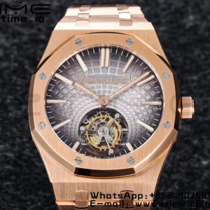 AP Royal Oak 2018 SIHH RG Tourbillon R8F Graduated Gray Sunburst Tapisserie Dial on RG Bracelet Flying Tourb - Super Clone Watch | 1:1 Best Version