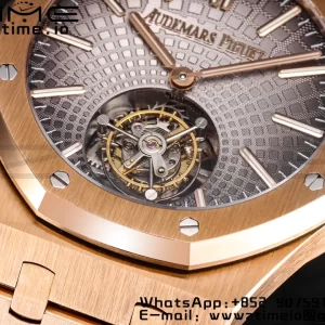 AP Royal Oak 2018 SIHH RG Tourbillon R8F Graduated Gray Sunburst Tapisserie Dial on RG Bracelet Flying Tourb - Super Clone Watch | 1:1 Best Version