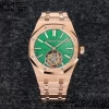 AP Royal Oak 2018 SIHH RG Tourbillon R8F Green Sunburst Tapisserie Dial on RG Bracelet Flying Tourb - Super Clone Watch | 1:1 Best Version