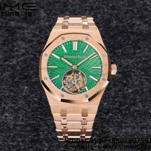AP Royal Oak 2018 SIHH RG Tourbillon R8F Green Sunburst Tapisserie Dial on RG Bracelet Flying Tourb - Super Clone Watch | 1:1 Best Version