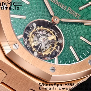 AP Royal Oak 2018 SIHH RG Tourbillon R8F Green Sunburst Tapisserie Dial on RG Bracelet Flying Tourb - Super Clone Watch | 1:1 Best Version