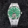 AP Royal Oak SIHH SS Tourbillon R8F Diamond Bezel Green Sunburst Tapisserie Dial on SS Bracelet V2 Flying Tourb - スーパークローンウォッチ｜1:1ベストバージョン
