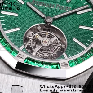 AP Royal Oak SIHH SS Tourbillon R8F Diamond Bezel Green Sunburst Tapisserie Dial on SS Bracelet V2 Flying Tourb - Super Clone Watch | 1:1 Best Version