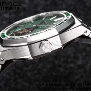 AP Royal Oak SIHH SS Tourbillon R8F Diamond Bezel Green Sunburst Tapisserie Dial on SS Bracelet V2 Flying Tourb - Super Clone Watch | 1:1 Best Version