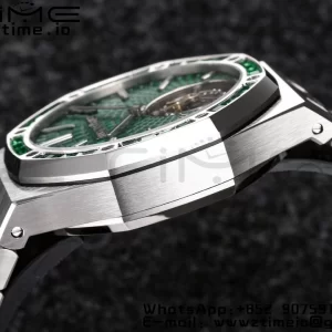 AP Royal Oak SIHH SS Tourbillon R8F Diamond Bezel Green Sunburst Tapisserie Dial on SS Bracelet V2 Flying Tourb - Super Clone Watch | 1:1 Best Version