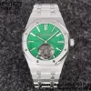 AP Royal Oak SIHH SS Tourbillon R8F Green Sunburst Tapisserie Dial on SS Bracelet V2 Flying Tourb - Super Clone Watch | 1:1 Best Version