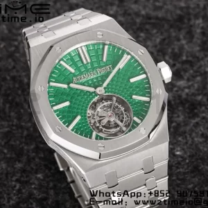 AP Royal Oak SIHH SS Tourbillon R8F Green Sunburst Tapisserie Dial on SS Bracelet V2 Flying Tourb - Super Clone Watch | 1:1 Best Version