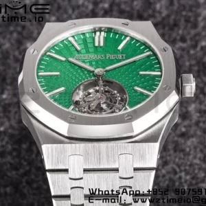 AP Royal Oak SIHH SS Tourbillon R8F Green Sunburst Tapisserie Dial on SS Bracelet V2 Flying Tourb - Super Clone Watch | 1:1 Best Version