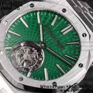 AP Royal Oak SIHH SS Tourbillon R8F Green Sunburst Tapisserie Dial on SS Bracelet V2 Flying Tourb - Super Clone Watch | 1:1 Best Version