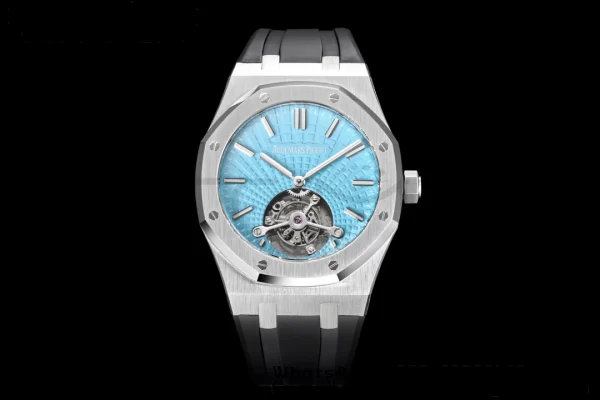 AP AP AP Royal Oak 2018 SIHH SS Tourbillon R8F Tiffany Sunburst Tapisserie Dial on Black Rubber Strap V3 - Super Clone Watch | 1:1 Best Version