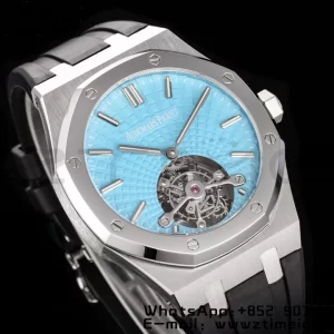 AP AP AP Royal Oak 2018 SIHH SS Tourbillon R8F Tiffany Sunburst Tapisserie Dial on Black Rubber Strap V3 - Super Clone Watch | 1:1 Best Version