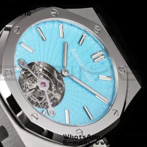 AP AP AP Royal Oak 2018 SIHH SS Tourbillon R8F Tiffany Sunburst Tapisserie Dial on Black Rubber Strap V3 - Super Clone Watch | 1:1 Best Version