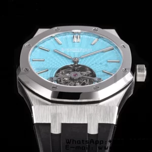 AP AP AP Royal Oak 2018 SIHH SS Tourbillon R8F Tiffany Sunburst Tapisserie Dial on Black Rubber Strap V3 - Super Clone Watch | 1:1 Best Version