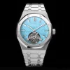 AP AP AP Royal Oak 2018 SIHH SS Tourbillon R8F Tiffany Sunburst Tapisserie Dial on SS Bracelet V3 - Super Clone Watch | 1:1 Best Version