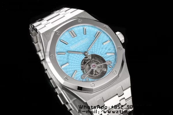 AP AP Royal Oak 2018 SIHH SS Tourbillon R8F Tiffany Sunburst Tapisserie Dial on SS Bracelet V3 - Super Clone Watch | 1:1 Best Version