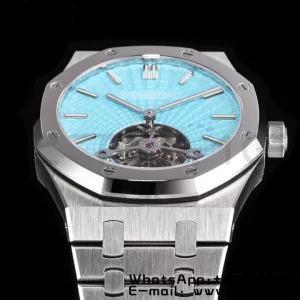 AP AP Royal Oak 2018 SIHH SS Tourbillon R8F Tiffany Sunburst Tapisserie Dial on SS Bracelet V3 - Super Clone Watch | 1:1 Best Version