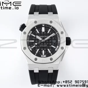 AP Royal Oak Offshore Diver 15703 APSF 1:1 Best Edition Black Dial on Black Rubber Strap SA3120 Super Clone V2 - Super Clone Watch | 1:1 Best Version