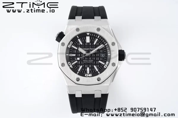 AP Royal Oak Offshore Diver 15703 APSF 1:1 Best Edition Black Dial on Black Rubber Strap SA3120 Super Clone V2 - Super Clone Watch | 1:1 Best Version
