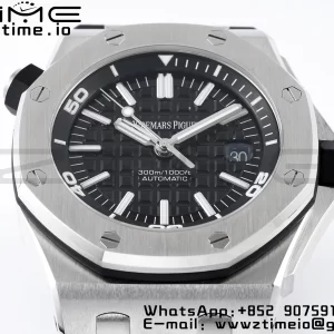 AP Royal Oak Offshore Diver 15703 APSF 1:1 Best Edition Black Dial on Black Rubber Strap SA3120 Super Clone V2 - Super Clone Watch | 1:1 Best Version