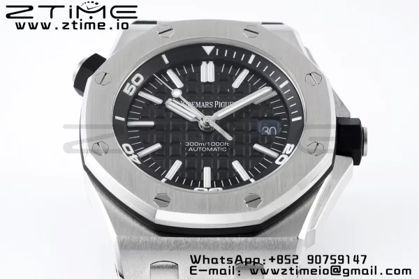 AP Royal Oak Offshore Diver 15703 APSF 1:1 Best Edition Black Dial on Black Rubber Strap SA3120 Super Clone V2 - Super Clone Watch | 1:1 Best Version