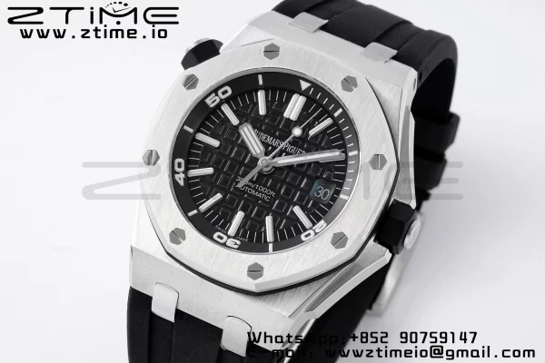 AP Royal Oak Offshore Diver 15703 APSF 1:1 Best Edition Black Dial on Black Rubber Strap SA3120 Super Clone V2 - Super Clone Watch | 1:1 Best Version