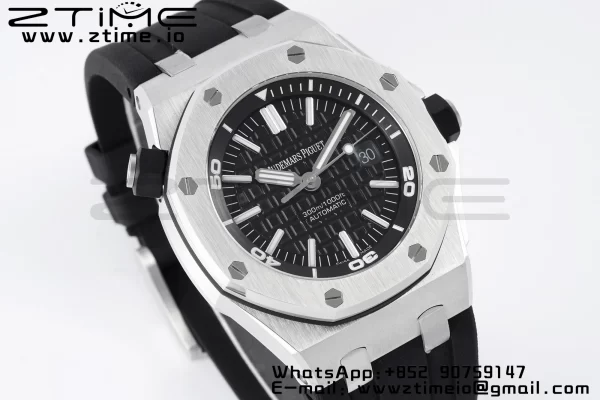 AP Royal Oak Offshore Diver 15703 APSF 1:1 Best Edition Black Dial on Black Rubber Strap SA3120 Super Clone V2 - Super Clone Watch | 1:1 Best Version