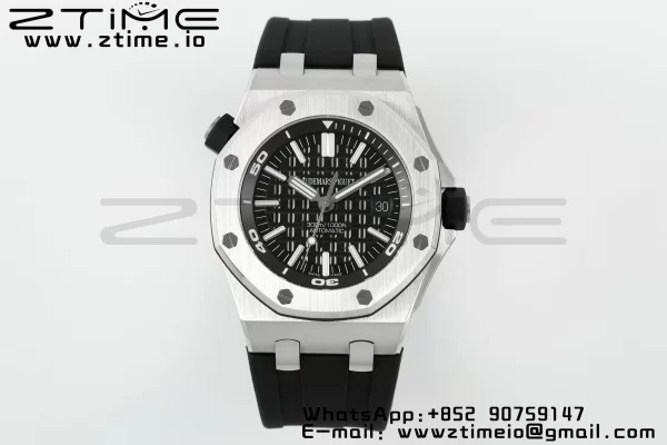 AP Royal Oak Offshore Diver 15710 APSF 1:1 Best Edition Black Dial on Black Rubber Strap SA3120 Super Clone V2 - Super Clone Watch | 1:1 Best Version
