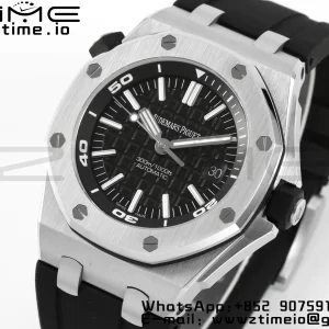 AP Royal Oak Offshore Diver 15710 APSF 1:1 Best Edition Black Dial on Black Rubber Strap SA3120 Super Clone V2 - Super Clone Watch | 1:1 Best Version