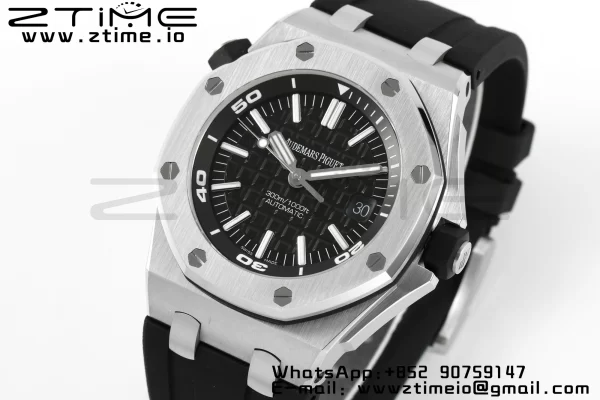 AP Royal Oak Offshore Diver 15710 APSF 1:1 Best Edition Black Dial on Black Rubber Strap SA3120 Super Clone V2 - Super Clone Watch | 1:1 Best Version