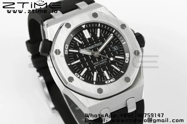 AP Royal Oak Offshore Diver 15710 APSF 1:1 Best Edition Black Dial on Black Rubber Strap SA3120 Super Clone V2 - Super Clone Watch | 1:1 Best Version