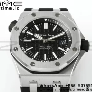 AP Royal Oak Offshore Diver 15710 APSF 1:1 Best Edition Black Dial on Black Rubber Strap SA3120 Super Clone V2 - Super Clone Watch | 1:1 Best Version