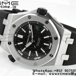 AP Royal Oak Offshore Diver 15710 APSF 1:1 Best Edition Black Dial on Black Rubber Strap SA3120 Super Clone V2 - Super Clone Watch | 1:1 Best Version