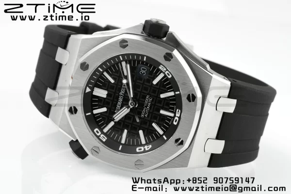 AP Royal Oak Offshore Diver 15710 APSF 1:1 Best Edition Black Dial on Black Rubber Strap SA3120 Super Clone V2 - Super Clone Watch | 1:1 Best Version