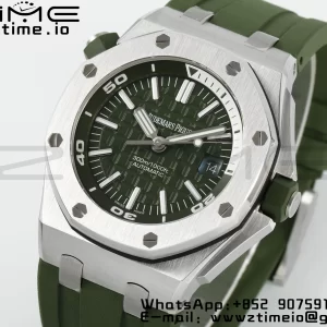 AP Royal Oak Offshore Diver 15710 APSF 1:1 Best Edition Green Dial on Green Rubber Strap SA3120 Super Clone V2 - Super Clone Watch | 1:1 Best Version