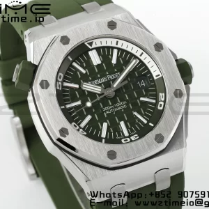AP Royal Oak Offshore Diver 15710 APSF 1:1 Best Edition Green Dial on Green Rubber Strap SA3120 Super Clone V2 - Super Clone Watch | 1:1 Best Version