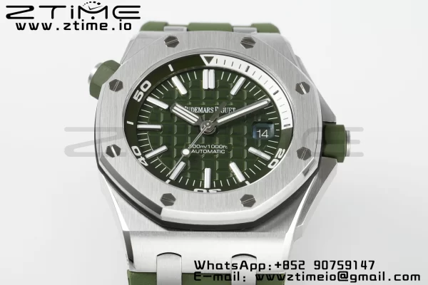 AP Royal Oak Offshore Diver 15710 APSF 1:1 Best Edition Green Dial on Green Rubber Strap SA3120 Super Clone V2 - Super Clone Watch | 1:1 Best Version