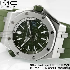 AP Royal Oak Offshore Diver 15710 APSF 1:1 Best Edition Green Dial on Green Rubber Strap SA3120 Super Clone V2 - Super Clone Watch | 1:1 Best Version