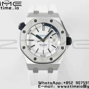 AP Royal Oak Offshore Diver 15710 APSF 1:1 Best Edition White Dial on White Rubber Strap SA3120 Super Clone V2 - Super Clone Watch | 1:1 Best Version