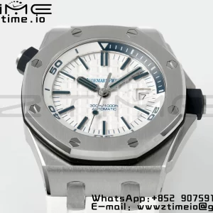 AP Royal Oak Offshore Diver 15710 APSF 1:1 Best Edition White Dial on White Rubber Strap SA3120 Super Clone V2 - Super Clone Watch | 1:1 Best Version