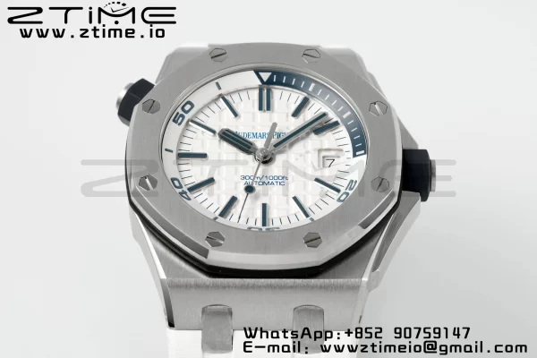 AP Royal Oak Offshore Diver 15710 APSF 1:1 Best Edition White Dial on White Rubber Strap SA3120 Super Clone V2 - Super Clone Watch | 1:1 Best Version