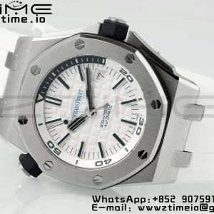 AP Royal Oak Offshore Diver 15710 APSF 1:1 Best Edition White Dial on White Rubber Strap SA3120 Super Clone V2 - Super Clone Watch | 1:1 Best Version