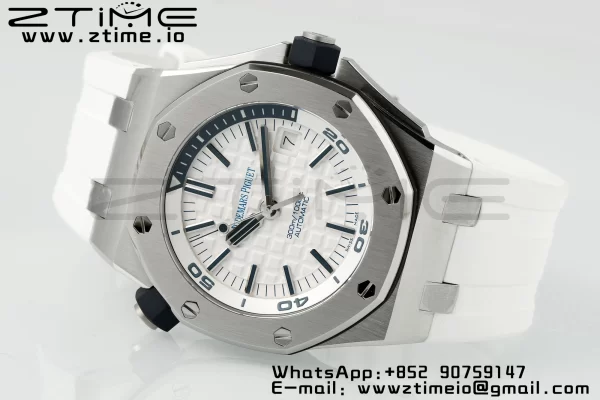 AP Royal Oak Offshore Diver 15710 APSF 1:1 Best Edition White Dial on White Rubber Strap SA3120 Super Clone V2 - Super Clone Watch | 1:1 Best Version