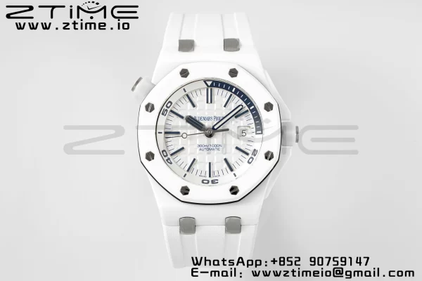 AP Royal Oak Offshore Diver 15707 White Ceramic APSF 1:1 Best Edition SA3120 Super Clone - Super Clone Watch | 1:1 Best Version