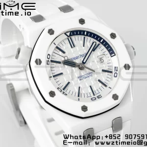 AP Royal Oak Offshore Diver 15707 White Ceramic APSF 1:1 Best Edition SA3120 Super Clone - Super Clone Watch | 1:1 Best Version