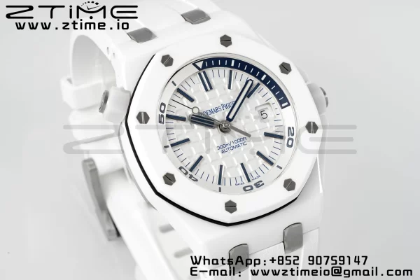AP Royal Oak Offshore Diver 15707 White Ceramic APSF 1:1 Best Edition SA3120 Super Clone - Super Clone Watch | 1:1 Best Version